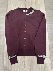 MILKWHITE CARDIGAN BORDEAUX