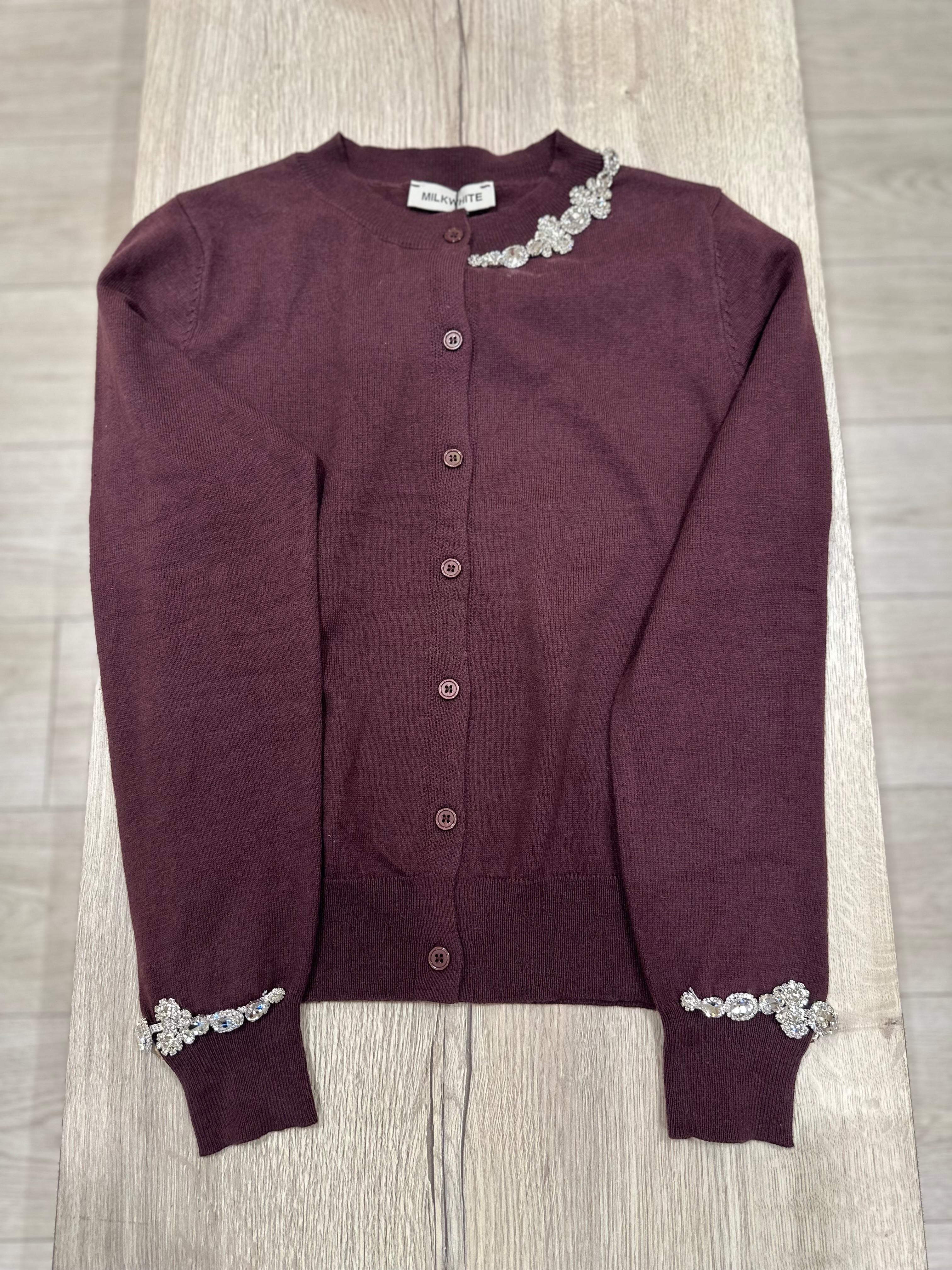 MILKWHITE CARDIGAN BORDEAUX