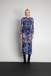 CELESTE TOULE DRESS BLUE FLORAL