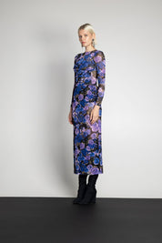 CELESTE TOULE DRESS BLUE FLORAL