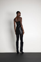 NOVEL LEATHER MINI DRESS BLACK