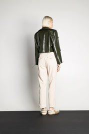 LUSH LEATHER JACKET CROP OLIVE