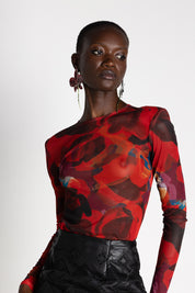 IVY TOULE TOP RED FLORAL