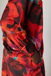 NOAH SATIN SHIRT RED FLORAL