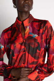 NOAH SATIN SHIRT RED FLORAL