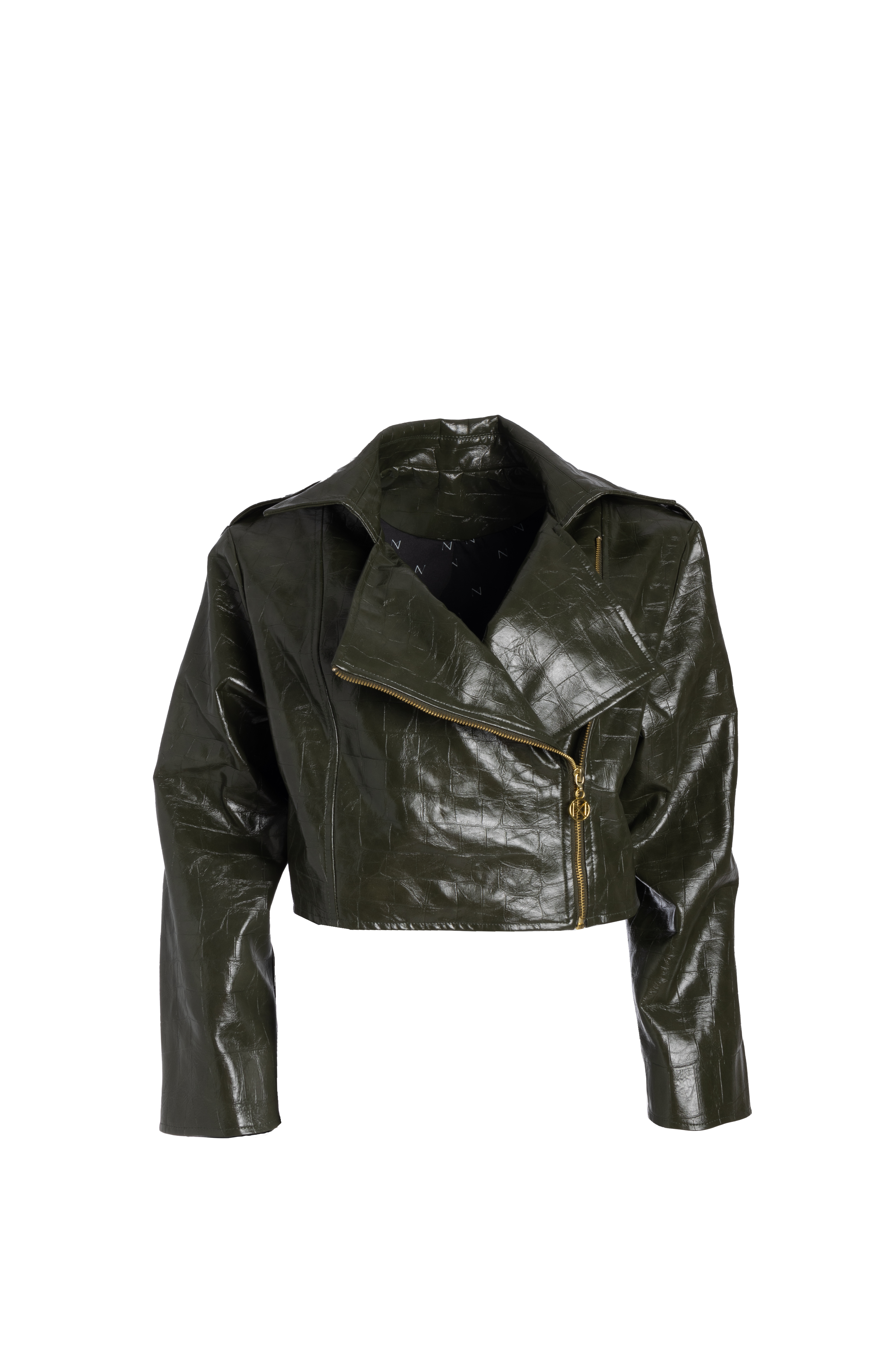 LUSH LEATHER JACKET CROP OLIVE