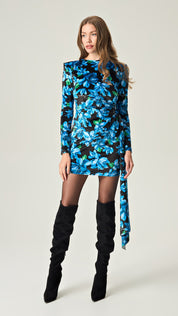 AZURE PETAL DREAM MINI VELVET DRESS - COMING SOON