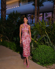 EVELEYA RUSTIC ROMANCE MIDI SEQUINED DRESS