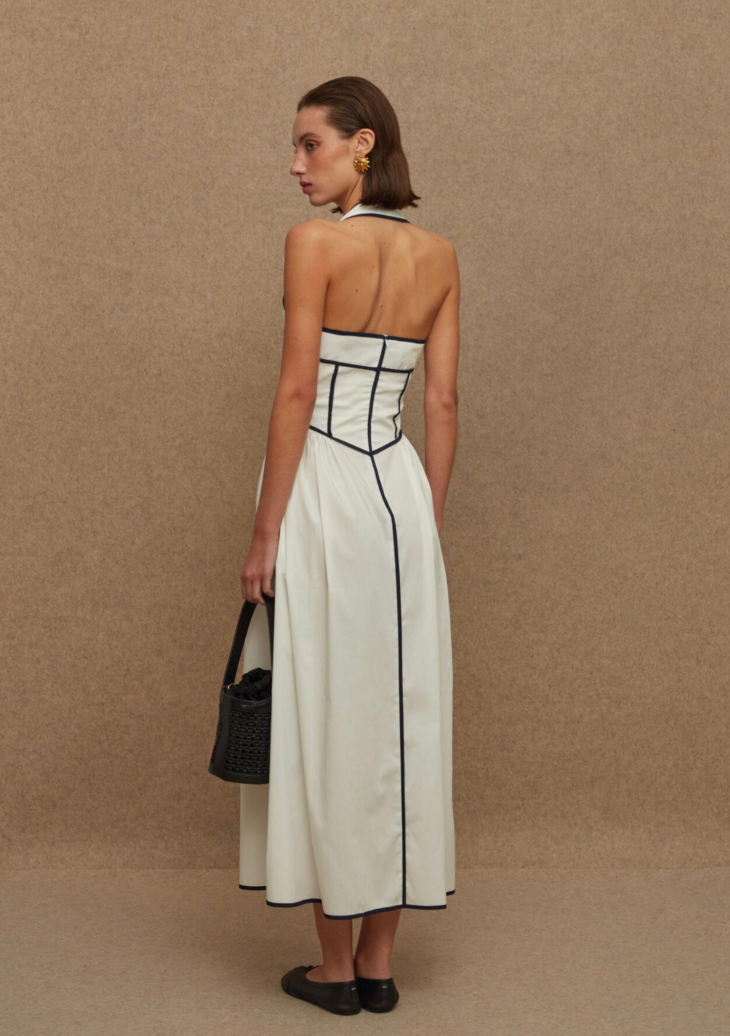 La Chaine ALMYRA DRESS WHITE/BLUE MIDI