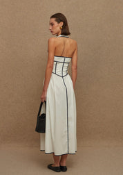 La Chaine ALMYRA DRESS WHITE/BLUE MIDI