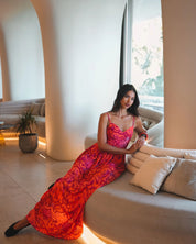 EVELEYA AMBER WAVES MAXI DRESS WITH BELT