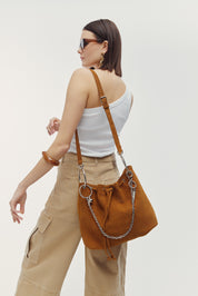LEATHER TWIST ARIA LARGE SUEDE ΤΑΜΠΑ ΤΣΑΝΤΑ
