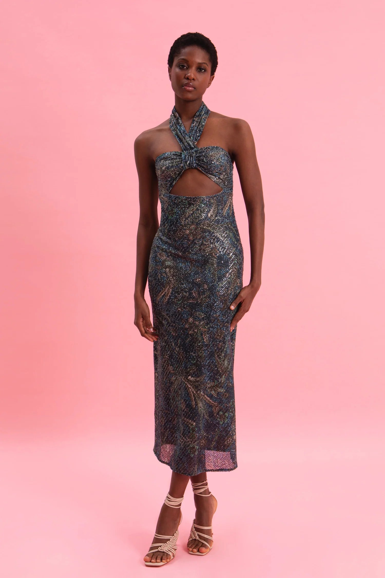 EVELEYA MYSTIC FOREST MIDI SEQUINED DRESS