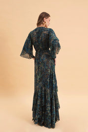 EVELEYA MYSTIC FOREST MAXI DRESS WITH RUFFLES