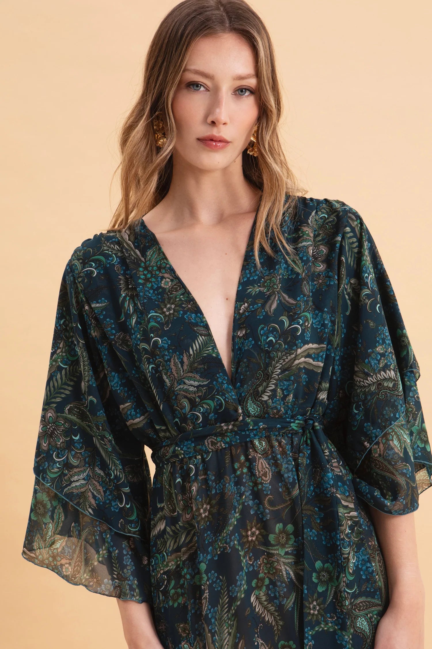EVELEYA MYSTIC FOREST MAXI DRESS WITH RUFFLES