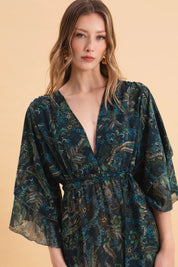 EVELEYA MYSTIC FOREST MAXI DRESS WITH RUFFLES