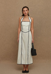 La Chaine ALMYRA DRESS WHITE/BLUE MIDI