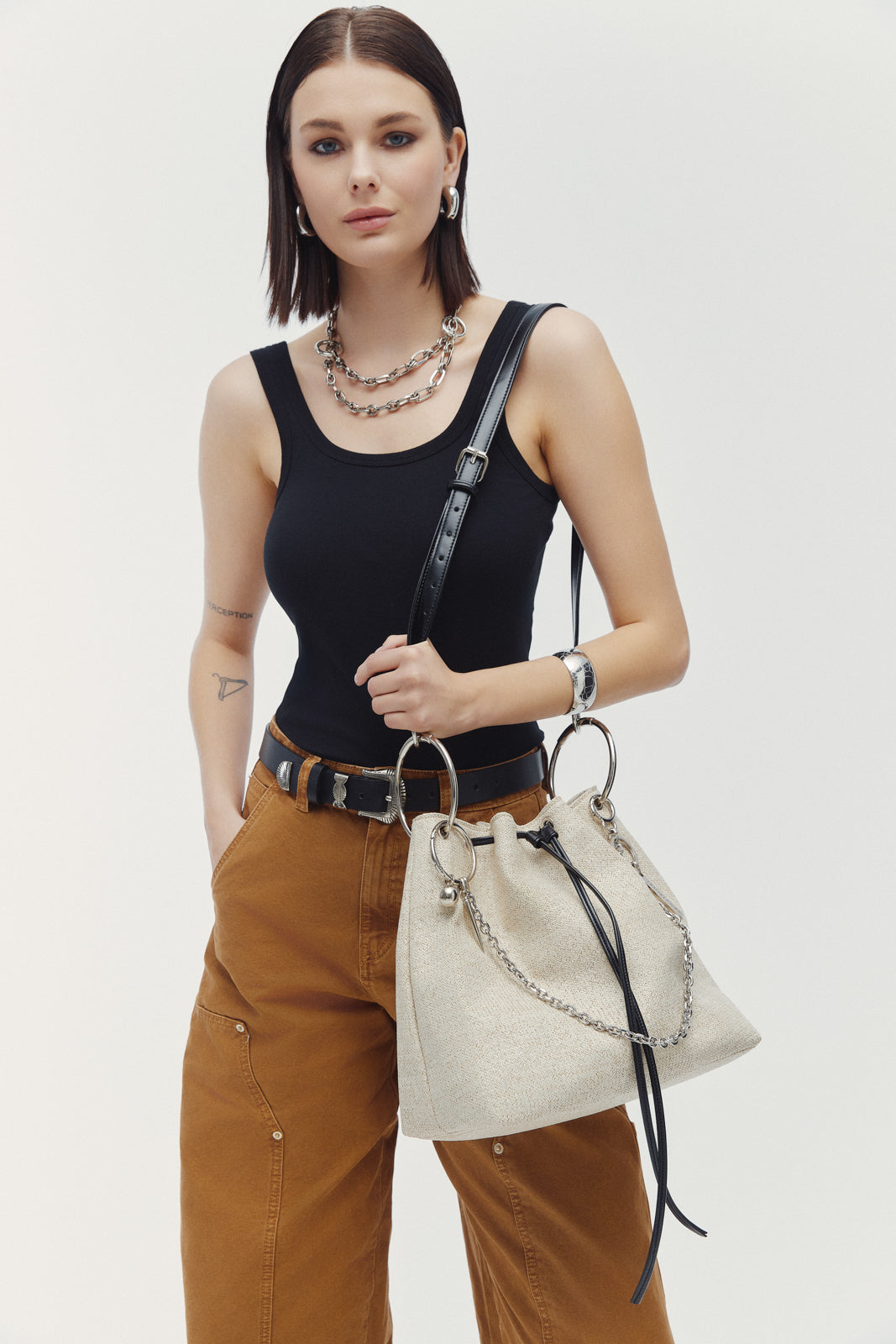 LEATHER TWIST ARIA LARGE ΜΠΕΖ ΤΣΑΝΤΑ ΨΑΘΙΝΗ