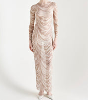 MILK WHITE PRINTED MESH DRESS
