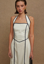 La Chaine ALMYRA DRESS WHITE/BLUE MIDI