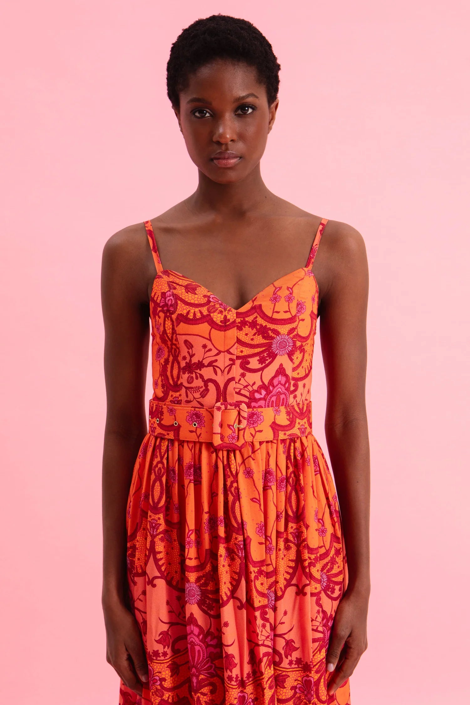 EVELEYA AMBER WAVES MAXI DRESS WITH BELT