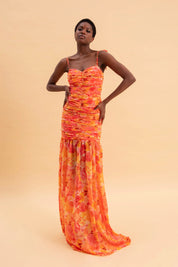 EVELEYA TANGERINE PARADISE MAXI DRESS