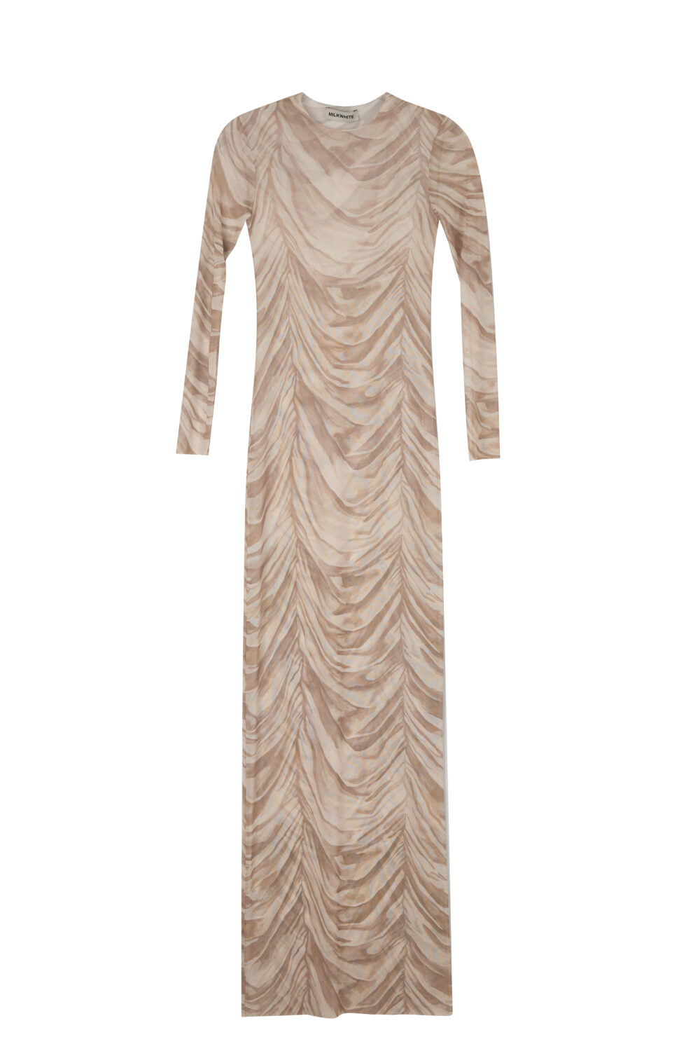 MILK WHITE PRINTED MESH DRESS