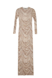 MILK WHITE PRINTED MESH DRESS