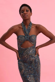 EVELEYA MYSTIC FOREST MIDI SEQUINED DRESS