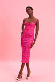EVELEYA FUCHSIA PASSION MIDI 100% COTTON DRESS