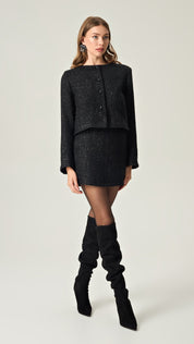 NOIR SOPHISTICATION TWEED CROP BLAZER