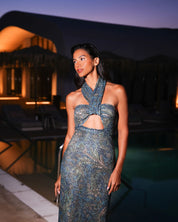 EVELEYA MYSTIC FOREST MIDI SEQUINED DRESS