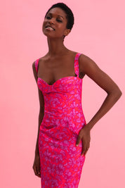 EVELEYA FUCHSIA PASSION MIDI 100% COTTON DRESS