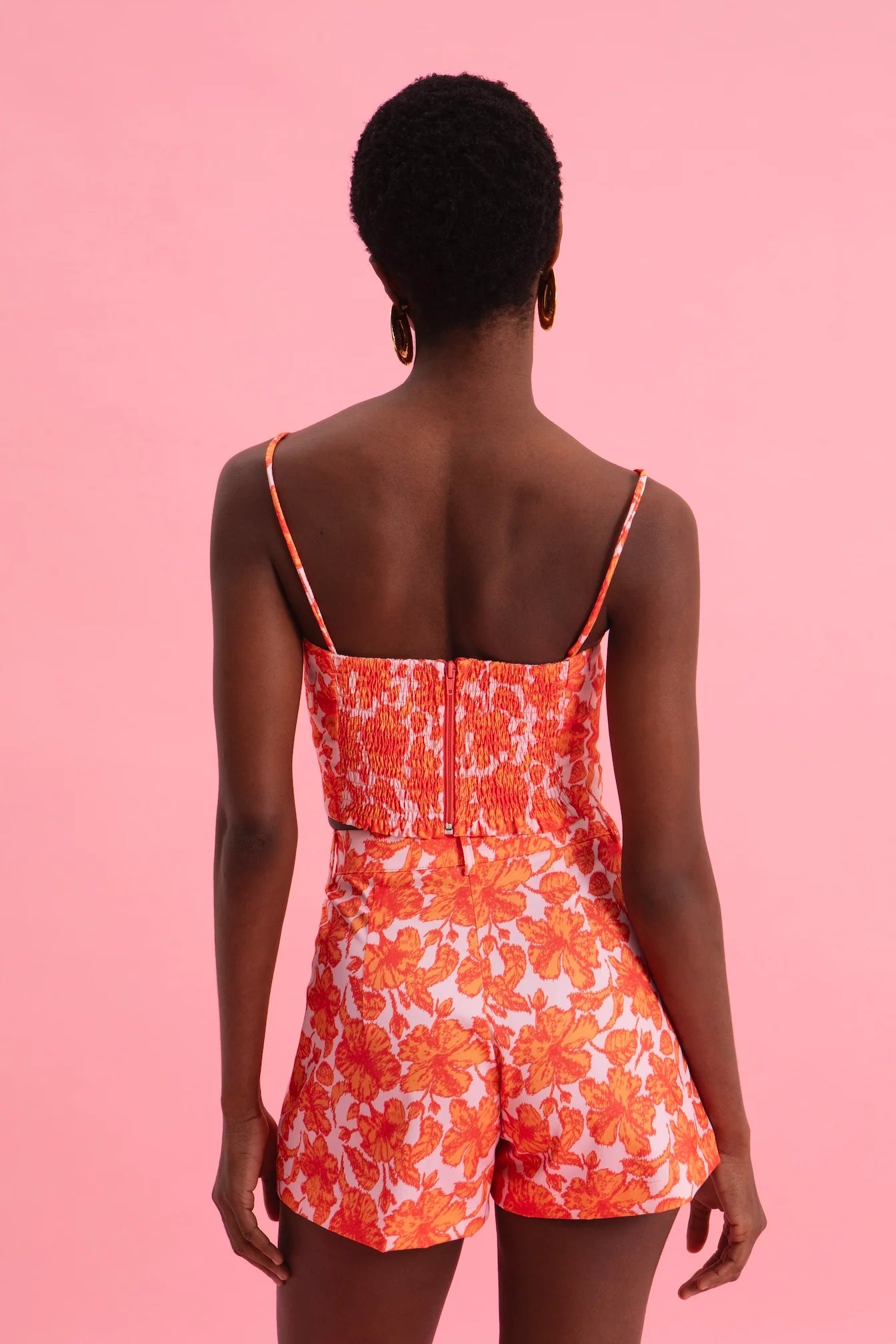 EVELEYA CORAL HIBISCUS 100% COTTON TOP