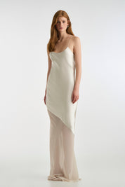 Studio 83 Satin Long Crepe Dress White