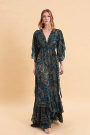 EVELEYA MYSTIC FOREST MAXI DRESS WITH RUFFLES
