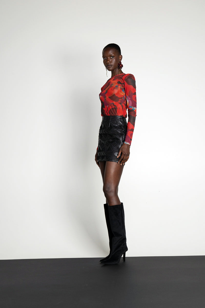 ALLEY MINI SKIRT LEATHER BLACK