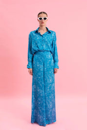 AQUATIC ELEGANCE SATIN SHIRT