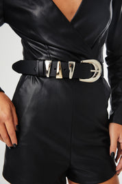 TRYPTYCH BLACK LEATHER BELT