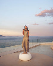 EVELEYA OLIVE MAXI SHIMMERING PLEATED DRESS
