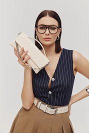 LEATHER TWIST JACKIE MINI ΕΚΡΟΥ ΤΣΑΝΤΑ