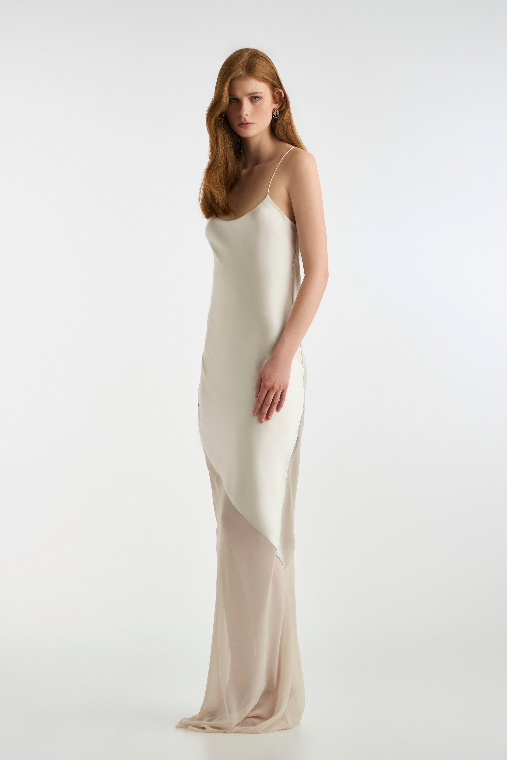 Studio 83 Satin Long Crepe Dress White