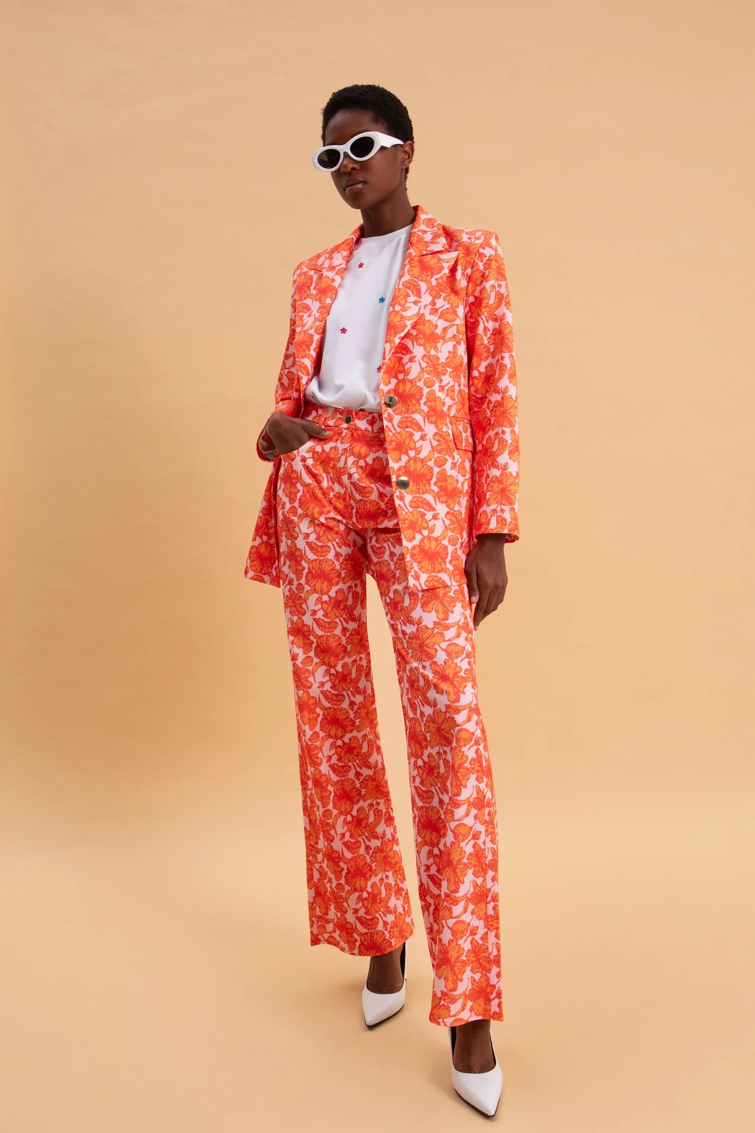CORAL HIBISCUS 100% COTTON PANTS