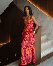 EVELEYA AMBER WAVES MAXI DRESS WITH BELT