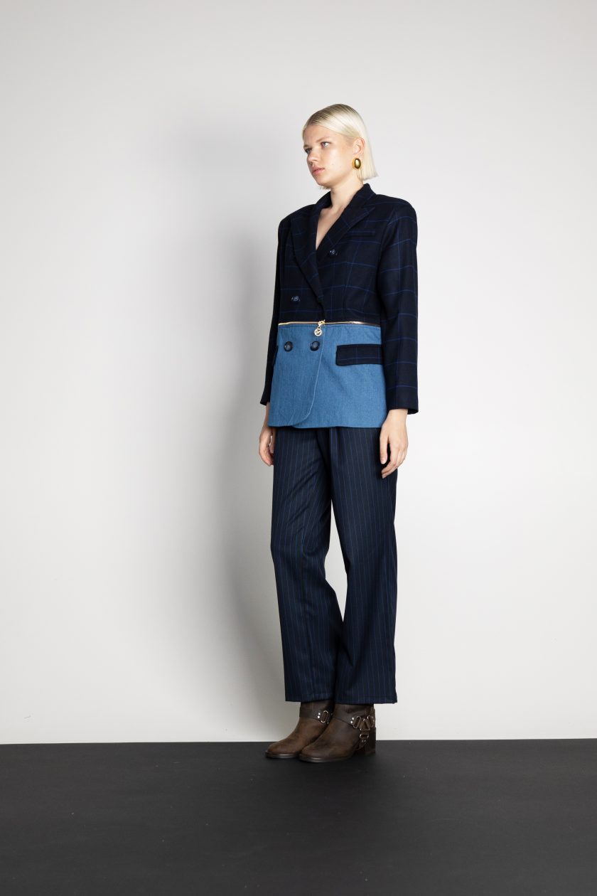 DAWN DENIM & STRIPES PANTS BLUE