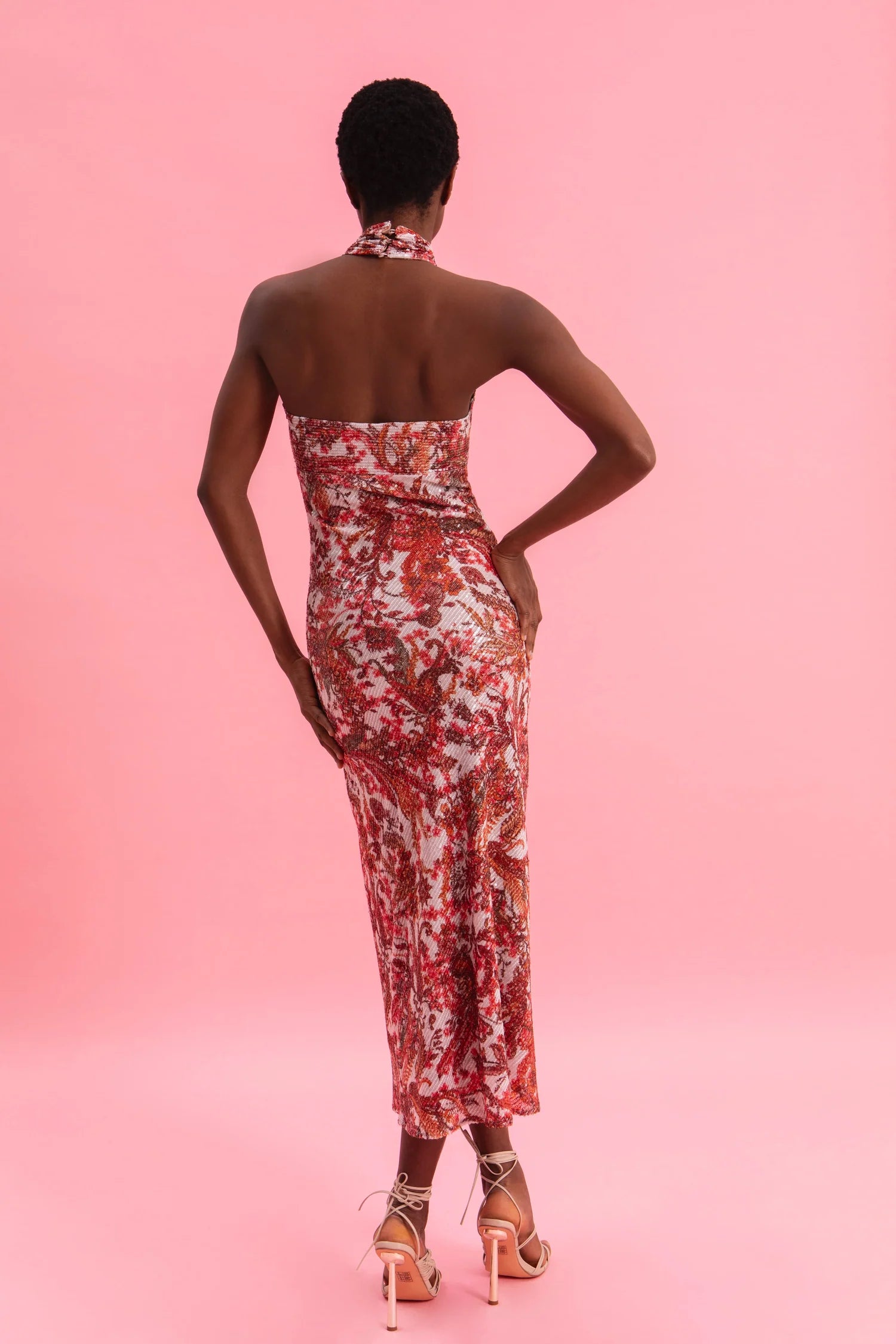 EVELEYA RUSTIC ROMANCE MIDI SEQUINED DRESS