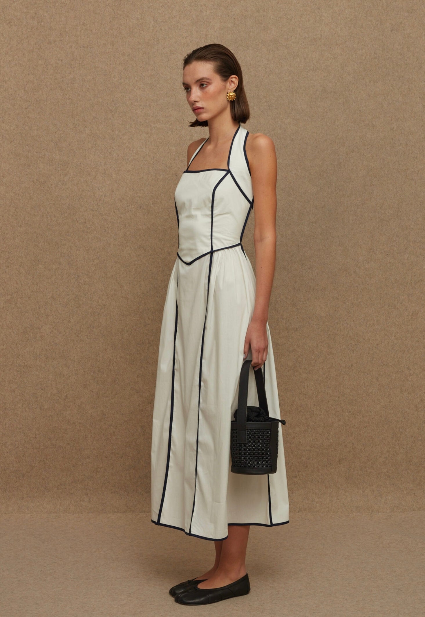 La Chaine ALMYRA DRESS WHITE/BLUE MIDI