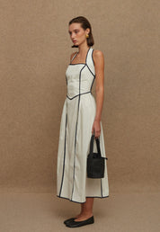La Chaine ALMYRA DRESS WHITE/BLUE MIDI