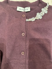 MILKWHITE CARDIGAN BORDEAUX