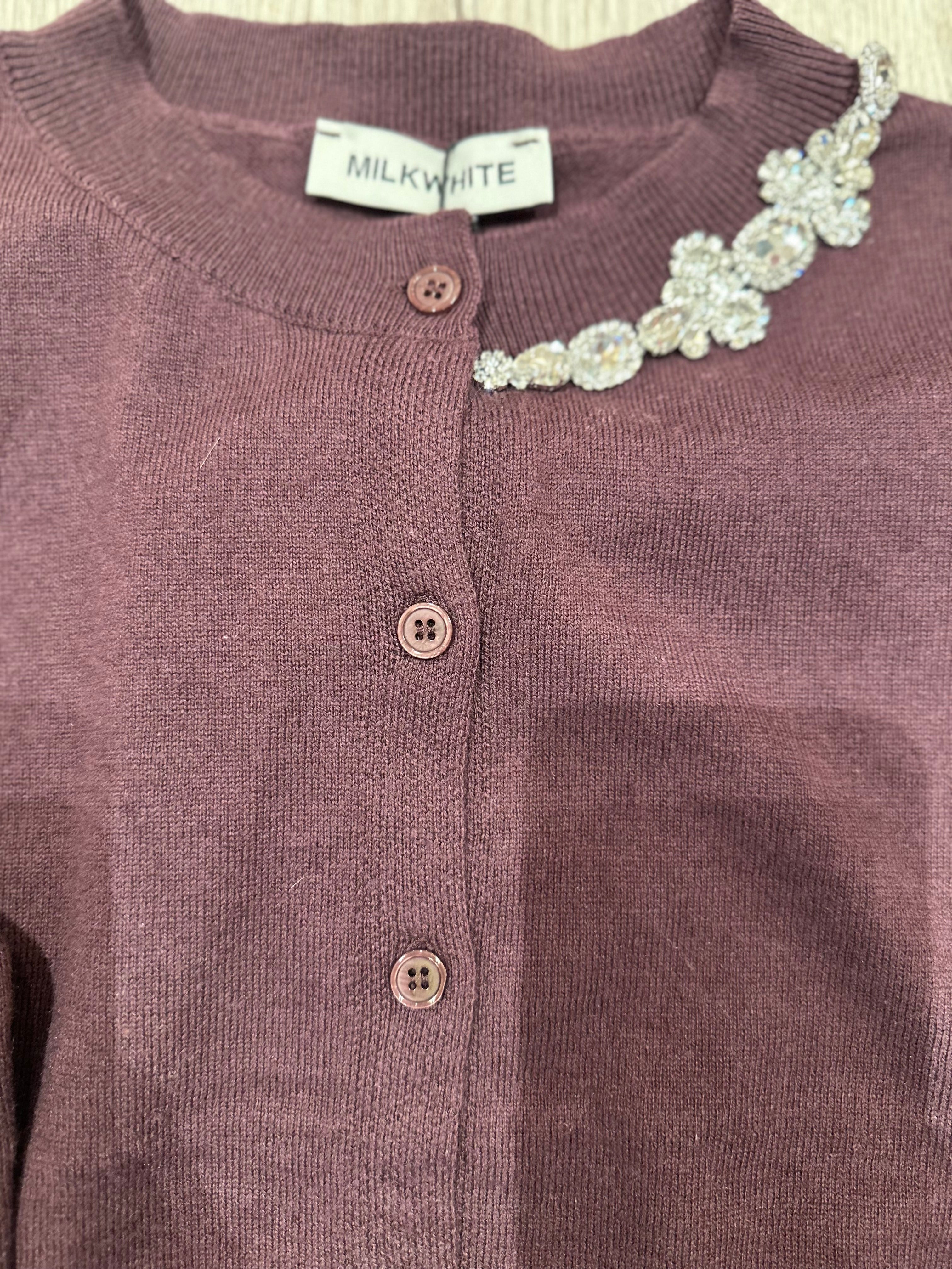 MILKWHITE CARDIGAN BORDEAUX